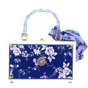 Grand Indigo Bag - Darling Clutch Company - Upcycled Vintage Cigar Box